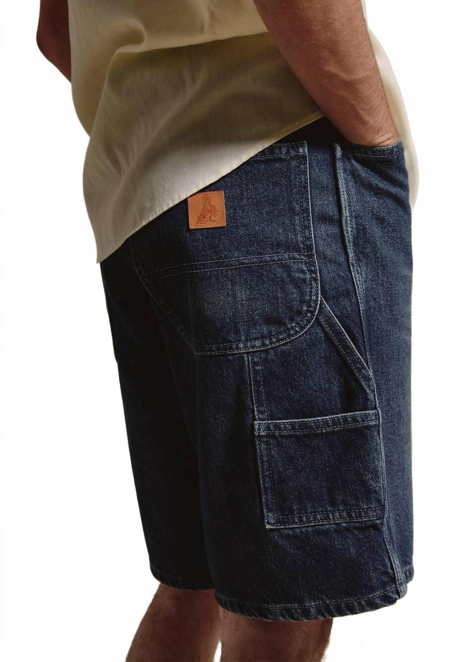 NEW ONE OF THESE DAYS painter denim shorts in indigo - Picture 2 of 5